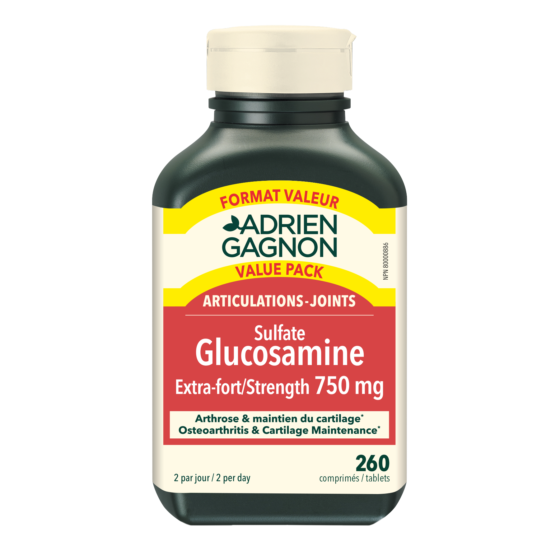 Glucosamine 750 mg Extra-Fort - Format Valeur||Glucosamine Extra-Strength 750 mg - Value Pack