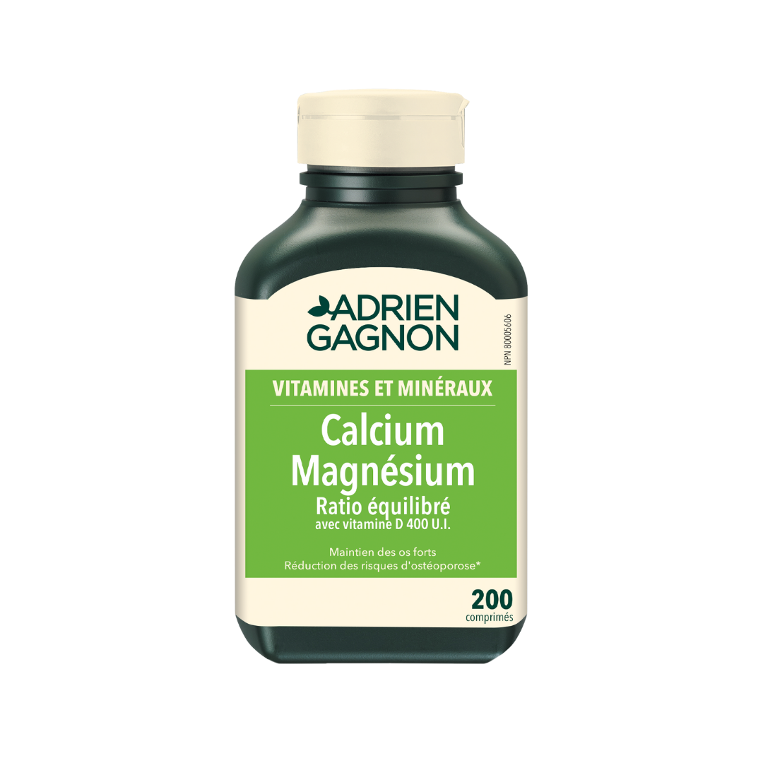 Calcium Magnésium Ratio équilibré avec vitamine D 400 UI||Calcium Magnesium Balanced Ratio + Vitamin D 400 IU--FR